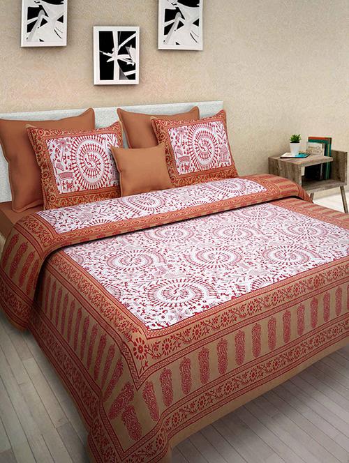 Priyansh Multicolor Printed Cotton Double Bed Sheet With 2 Pillow Covers - 13863958 - Very Small Image - 1