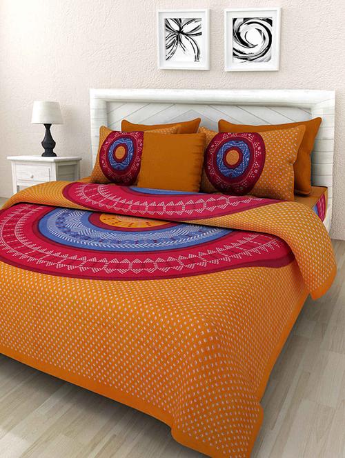 Priyansh Multicolor Printed Cotton Double Bed Sheet With 2 Pillow Covers - 13863990 - Standard Image - 1