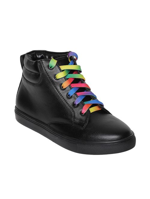 black faux leather laceup boots - 13869231 - Very Small Image - 1