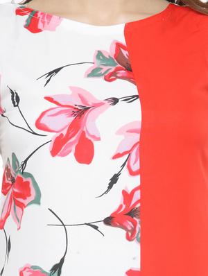 white & red floral straight kurta - 13876815 - Standard Image - 4