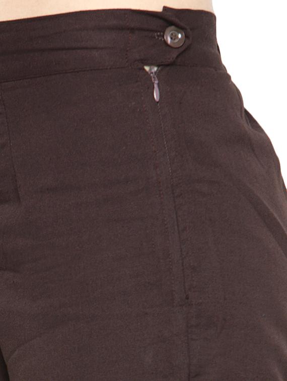 solid brown cotton cigarette pant - 13877809 - Zoom Image - 4