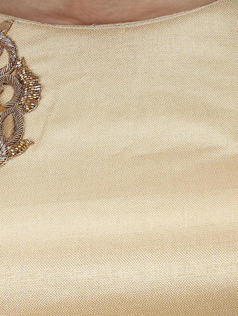 gold silk brocade stitched blouse - 13879969 - Zoom Image - 4