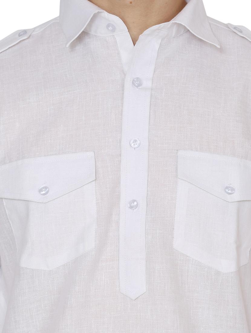 white nylon pathani set - 13882674 - Zoom Image - 4