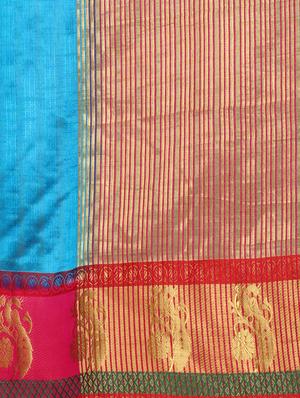 blue kanjivaram silk saree with blouse - 13885495 - Standard Image - 4