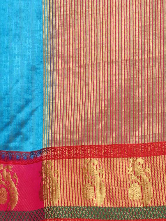 blue kanjivaram silk saree with blouse - 13885495 - Zoom Image - 4