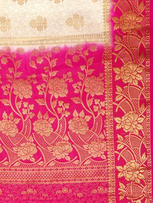 cream silk kanjivaram saree with blouse - 13885694 - Standard Image - 4