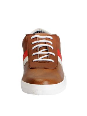 tan leatherette lace up sneaker - 13890157 - Standard Image - 4