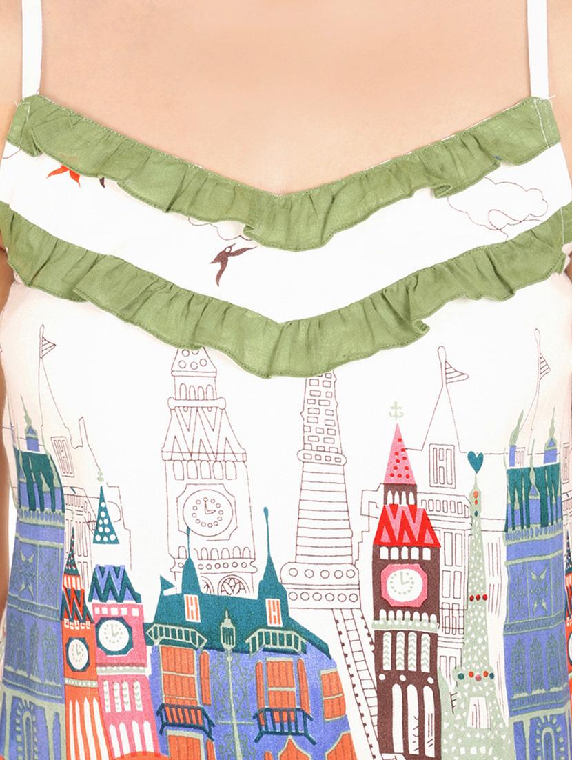 green printed cotton nightwear set - 13891507 - Zoom Image - 4