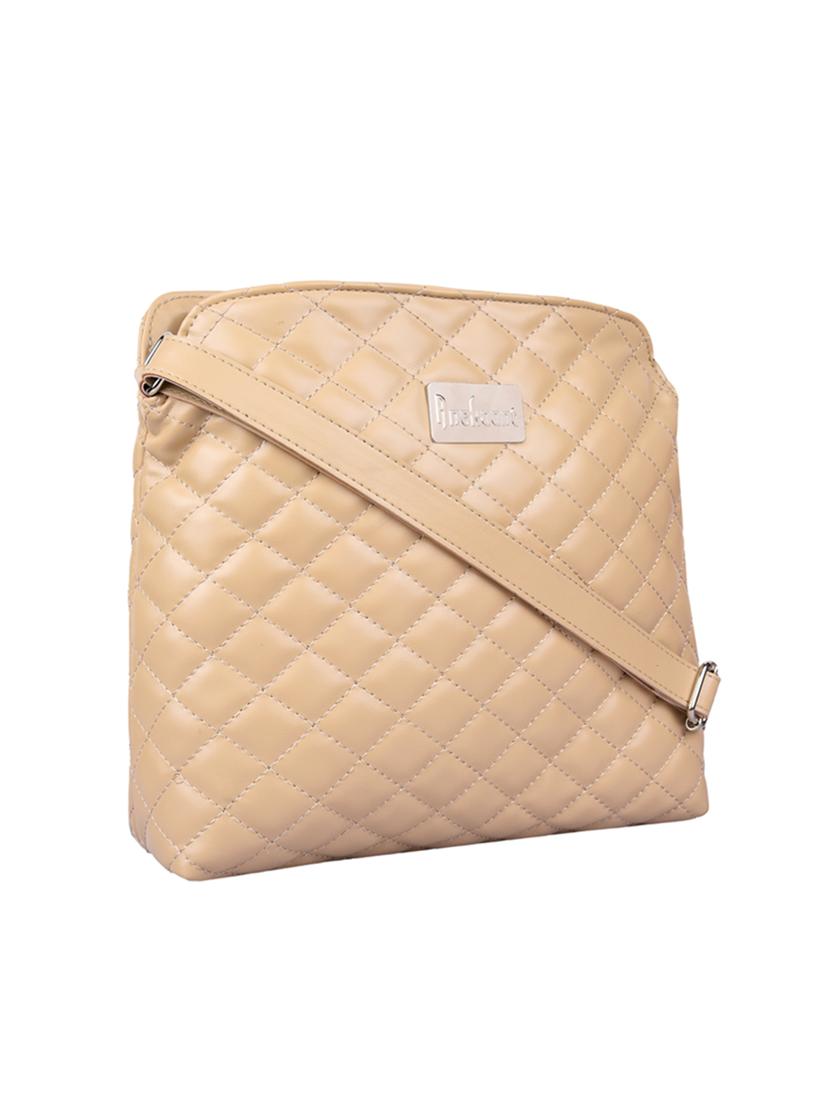 beige leatherette regular sling bag - 13893756 - Zoom Image - 4