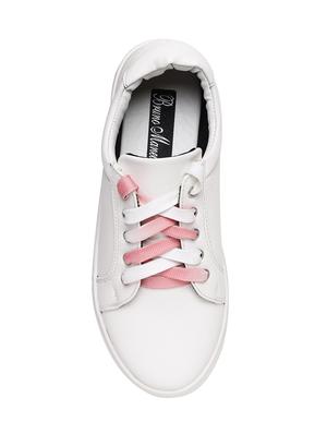 white faux leather laceup sneakers - 13903257 - Standard Image - 4