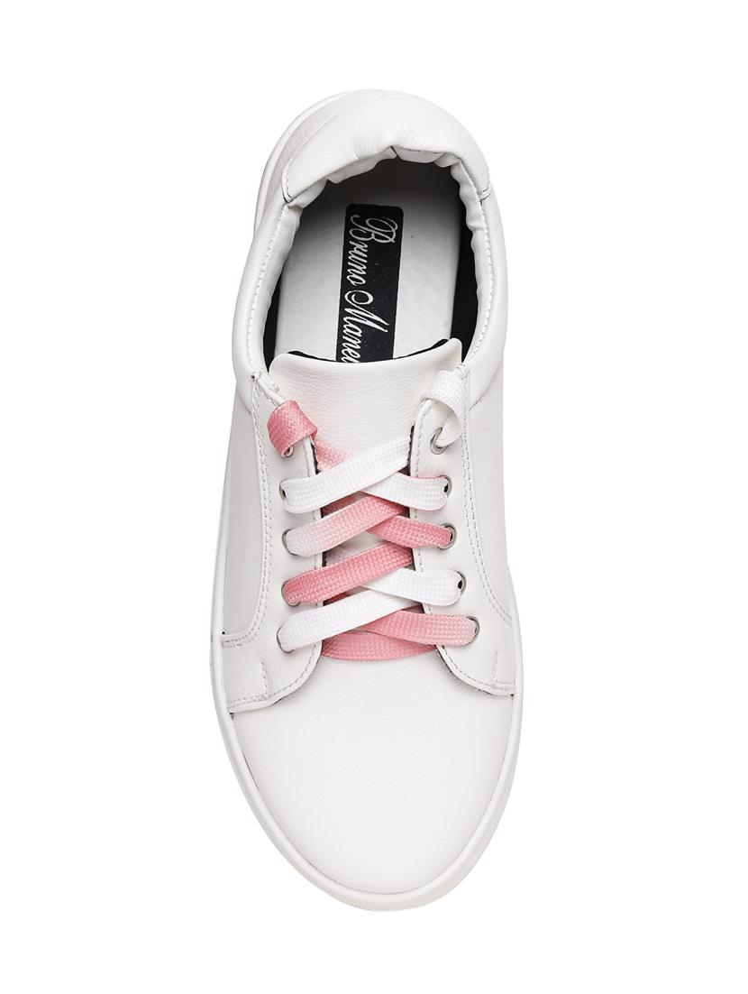 white faux leather laceup sneakers - 13903257 - Zoom Image - 4