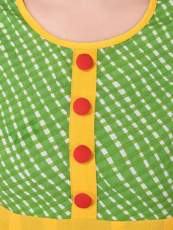 yellow cotton anarkali kurta - 13908581 - Zoom Image - 4