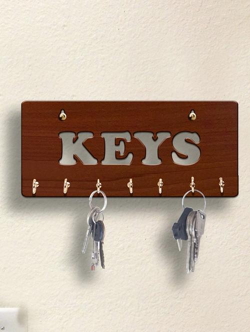 Sehaz Artworks Brown Wooden Key Holder(7 Hooks) - 13914723 - Standard Image - 1