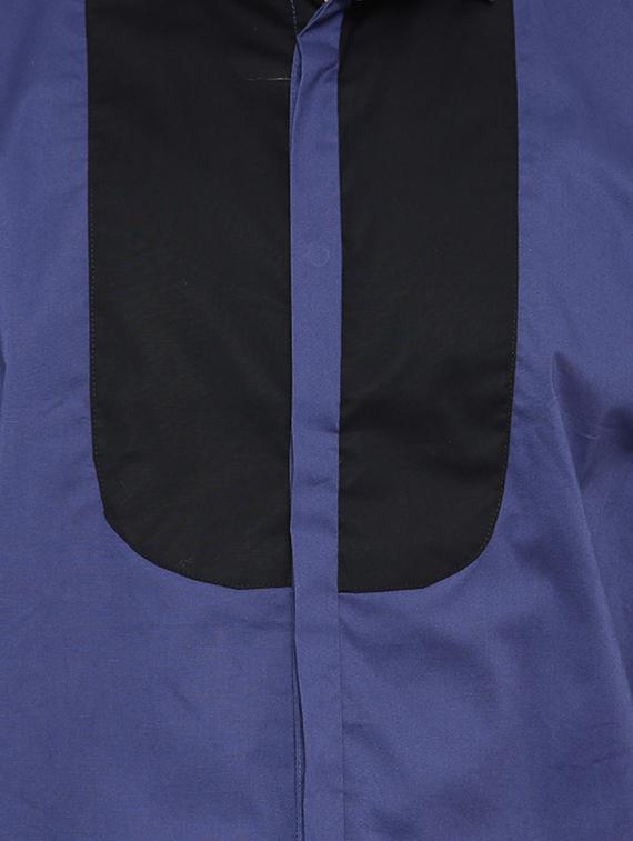 navy blue cotton color block casual shirt - 13918508 - Zoom Image - 4