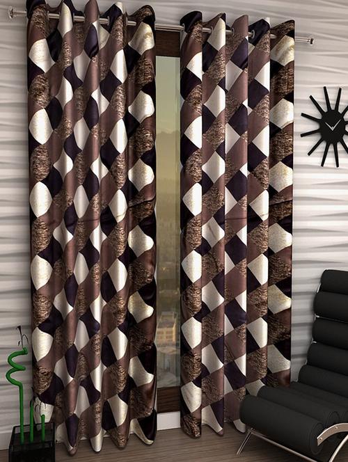 flossy brown polyester set of 2 door curtain - 13934991 - Standard Image - 1