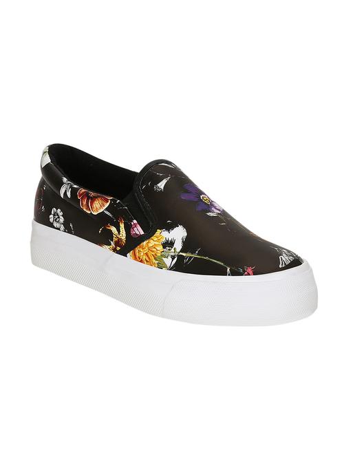 black faux leather plimsolls casual shoes - 13938027 - Standard Image - 1