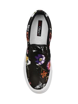black faux leather plimsolls casual shoes - 13938027 - Standard Image - 4