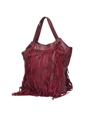 maroon leatherette regular handbag - 13939283 - Standard Image - 4