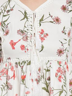 tassel tie neck floral top - 13960025 - Standard Image - 4