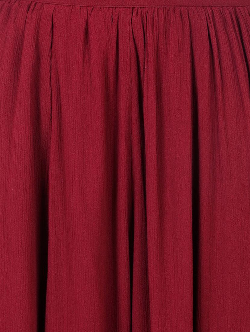 maroon rayon maxi skirt - 13973232 - Zoom Image - 4