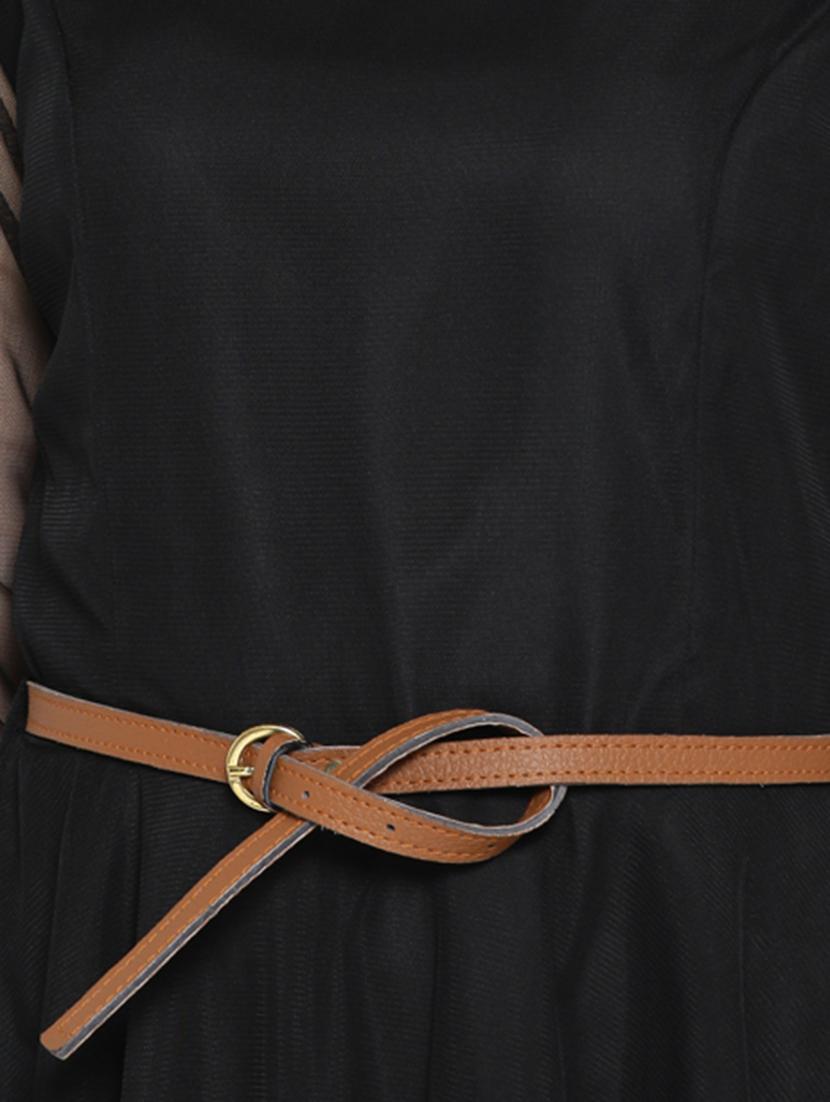 solid belted flare dress - 13973541 - Zoom Image - 4