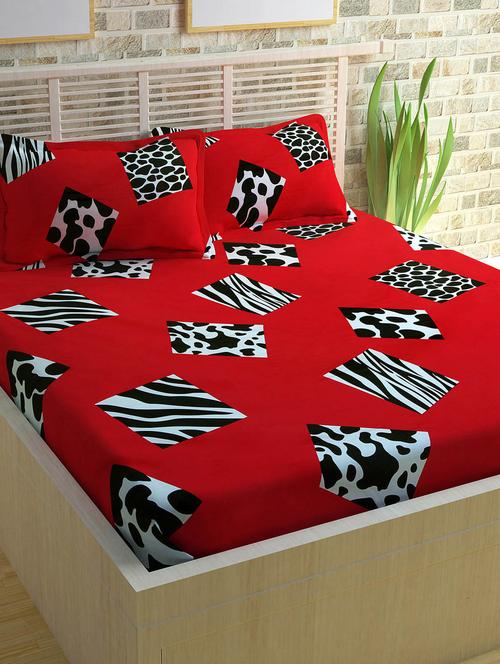 Story @ Home 300 TC 100% Cotton Red 1 Double Bedsheet With 2 Pillow Cover - 13975177 - Standard Image - 1