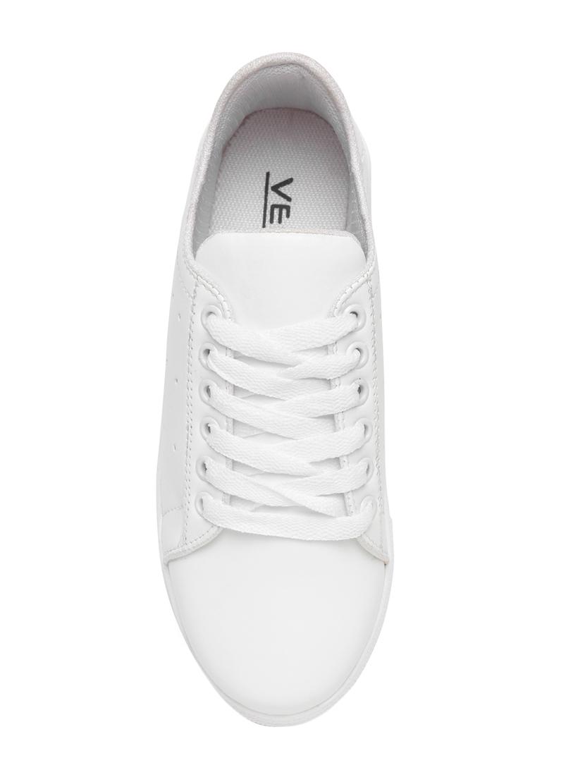 white faux leather laceup sneakers - 13975722 - Zoom Image - 4