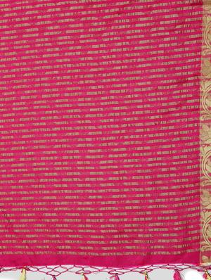 pink crepe bordered saree with blouse - 13982871 - Standard Image - 4