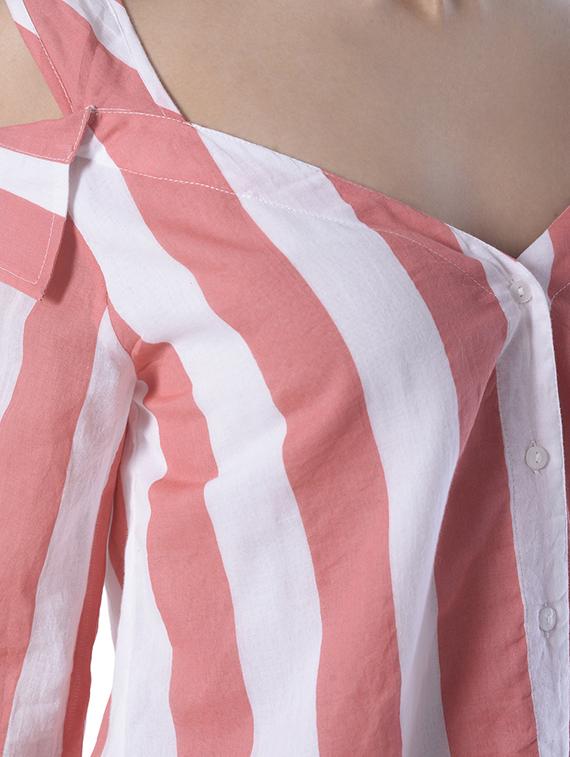striped cold shoulder top - 13988640 - Zoom Image - 4