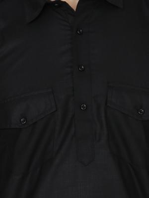 black cotton pathani set - 13990008 - Standard Image - 4