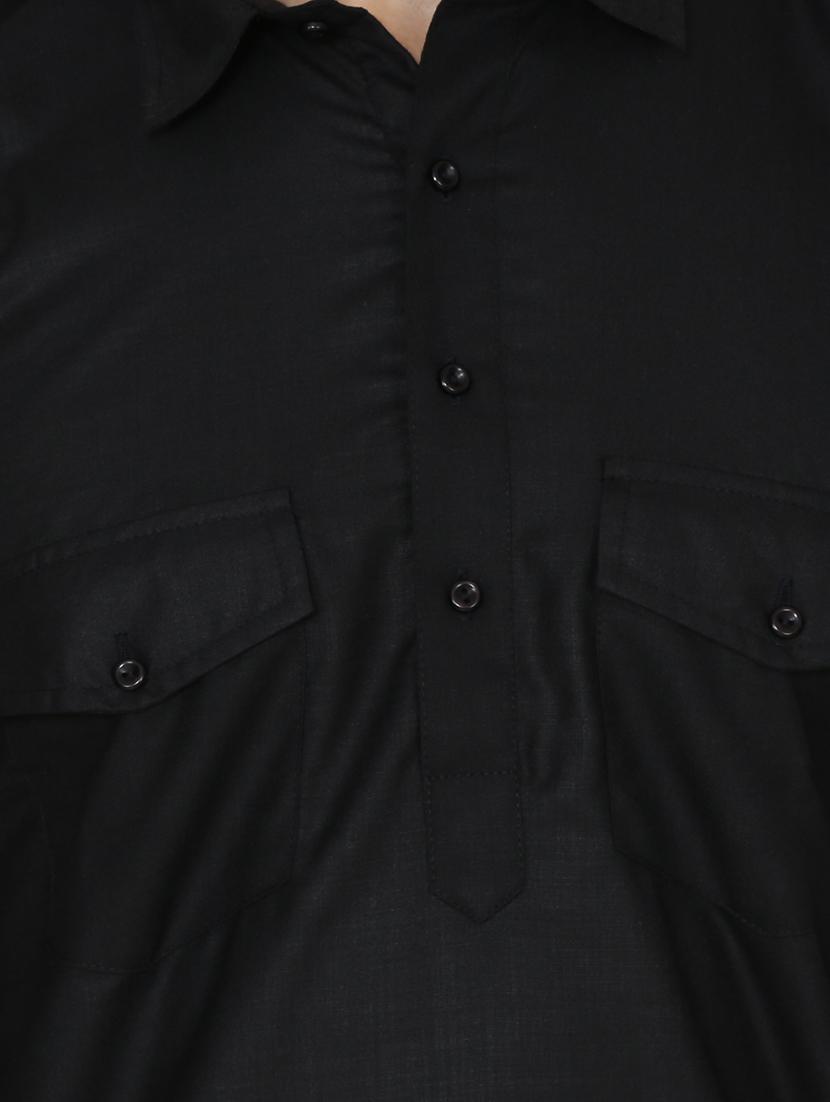 black cotton pathani set - 13990008 - Zoom Image - 4