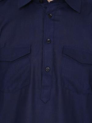 navy blue cotton pathani set - 13990011 - Standard Image - 4