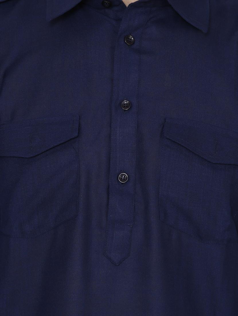 navy blue cotton pathani set - 13990011 - Zoom Image - 4