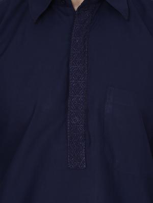 blue cotton pathani ethnic wear set - 13990015 - Standard Image - 4