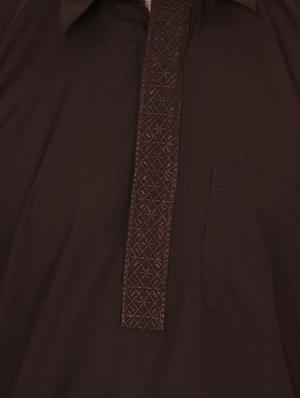 brown cotton pathani ethnic wear set - 13990016 - Standard Image - 4