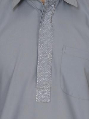 grey cotton kurta pyjama set - 13990017 - Standard Image - 4