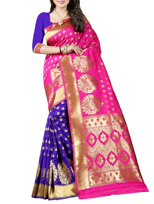 pink art silk banarasi saree with blouse - 13991095 - Standard Image - 1