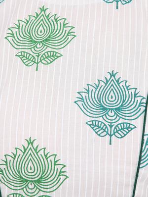 White & green cotton block printed stitched blouse - 13993950 - Standard Image - 4