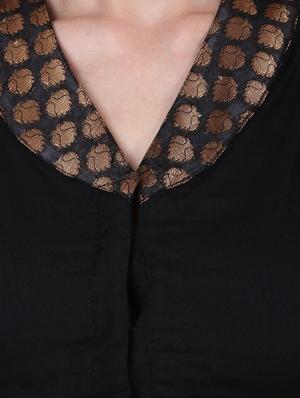 Brocade collar solid blouse - 13994196 - Standard Image - 4