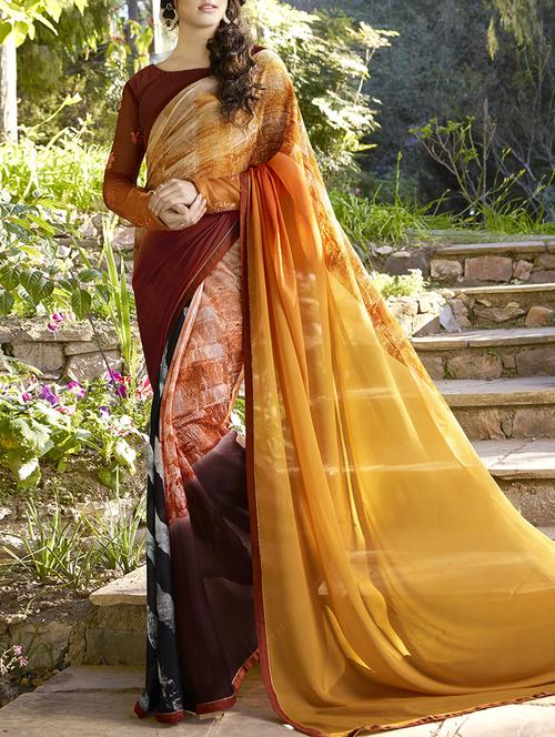 multi colored printed georgette saree with blouse - 13994404 - Standard Image - 1