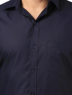 navy blue cotton formal shirt - 13998050 - Standard Image - 4