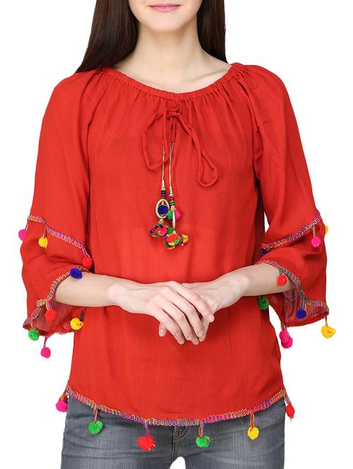red rayon top - 14033636 - Standard Image - 1
