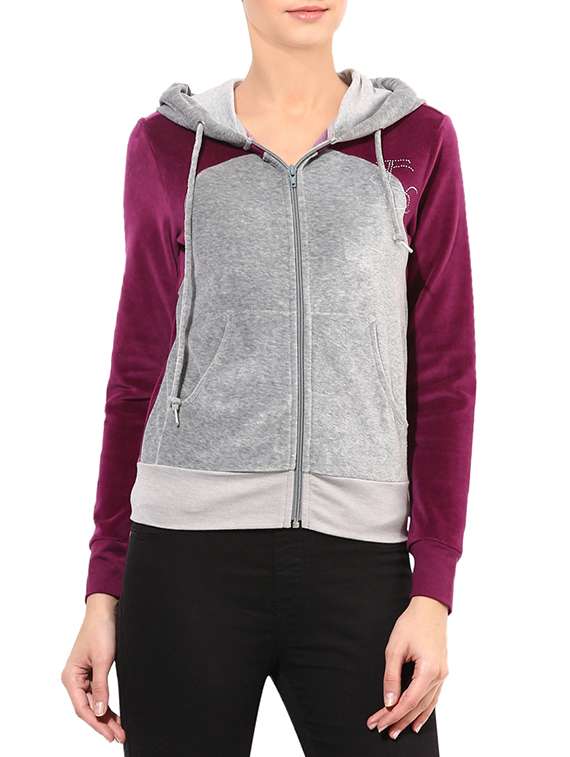 women color block long sleeve hooded sweatshirt