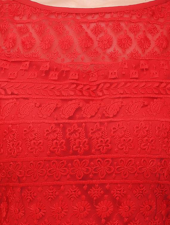 red net party semi-stitched gown - 14043326 - Zoom Image - 4