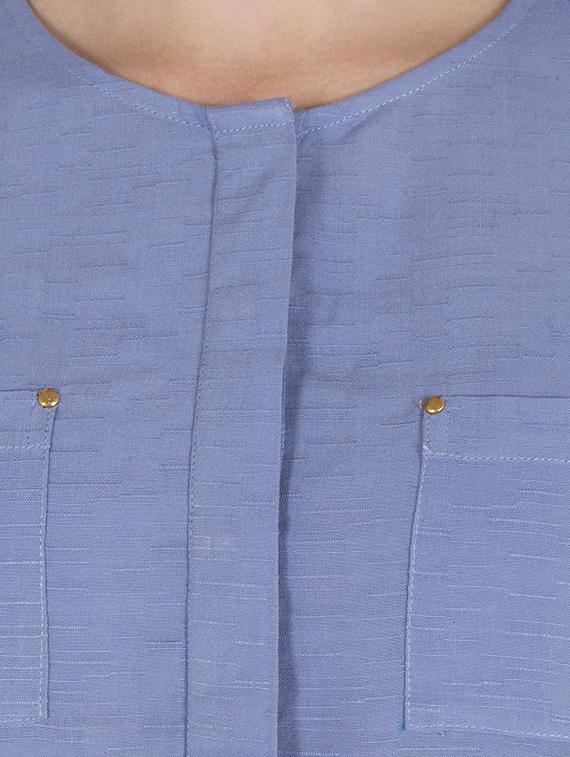 blue viscose regular shirt - 14046594 - Zoom Image - 4