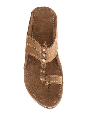 brown suede kolhapuri slipper - 14051576 - Standard Image - 4