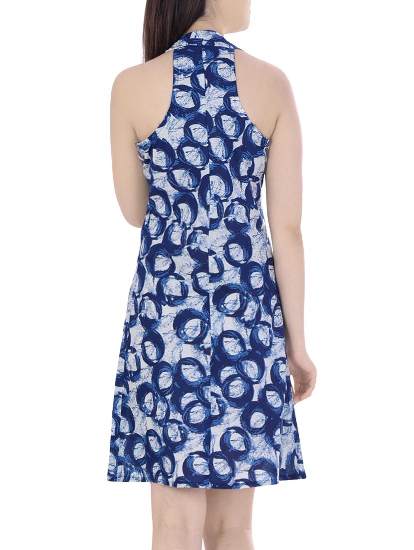 blue printed cotton a-line dress - 14052002 - Zoom Image - 4