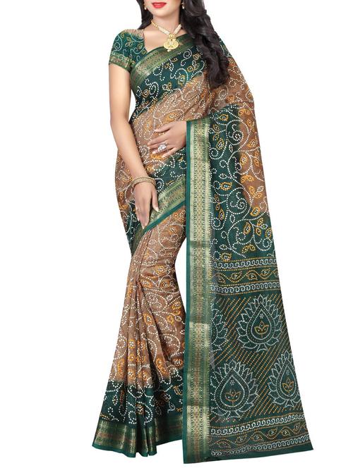 brown art silk bandhani saree with blouse - 14065701 - Very Small Image - 1