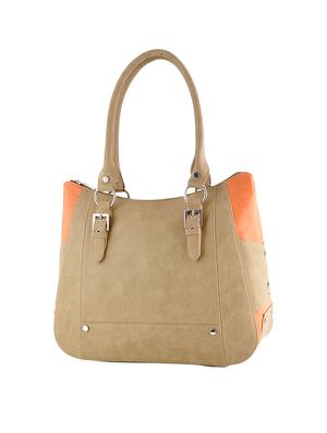 beige leatherette combo handbag - 14068736 - Standard Image - 4
