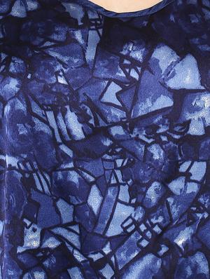 dark blue printed satin regular top - 14070646 - Standard Image - 4